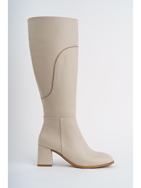 Muggo VENTARUS Küt Burun Taş Detaylı Topuklu Kadın Çizme - S000283922-19928