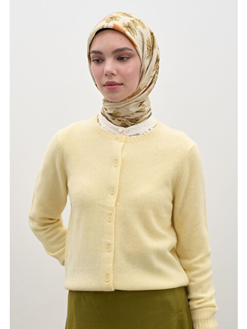 Fresh Scarfs Fall Breeze Desen Pamuklu Viskon Eşarp Haki - S000458597-18547