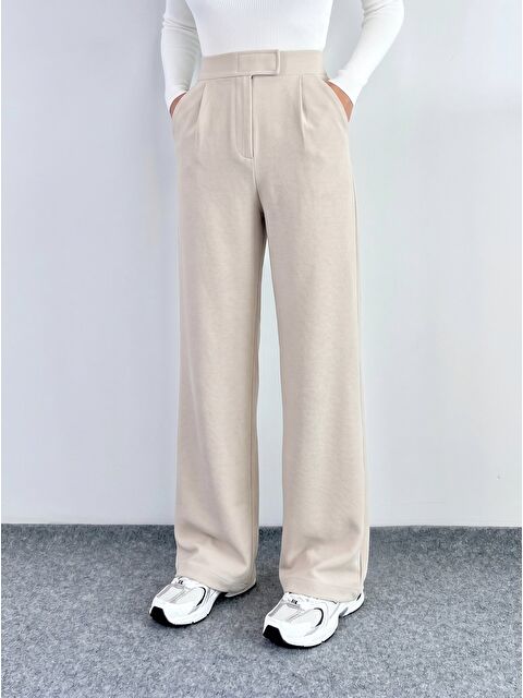 Saade Taş Kadın Yüksek Bel Elastanlı Palazzo Pantolon - Cırtlı