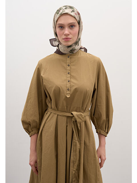 Fresh Scarfs Fall Breeze Desen Pamuklu Viskon Eşarp Bej - S000458597-19928