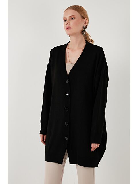 Lela V Yaka Düğmeli Triko Kadın Hırka 4616031 - S000242999-19351