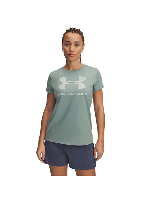 Under Armour Sportstyle Logo Kadın Yeşil Yuvarlak Yaka Tişört