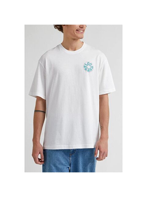 Lee Erkek Beyaz Bisiklet Yaka Spor Tişört - S000166870-20063