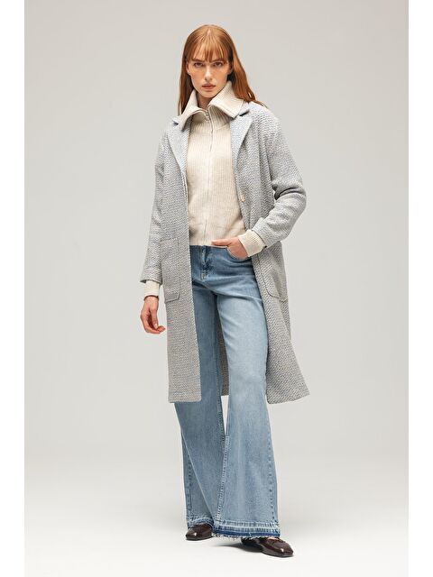 Saade Bej Kadın Dokulu Uzun Kaban - Yarım Patlı & Astarsız