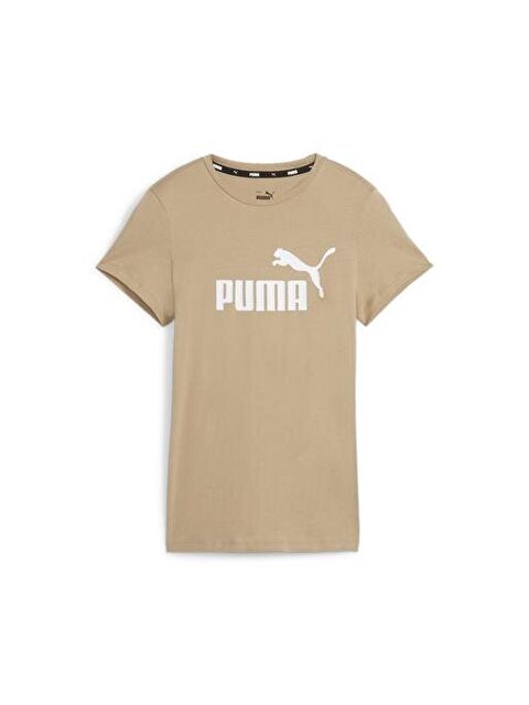 Puma Essentials Logo Kadın Bej Yuvarlak Yaka Tişört