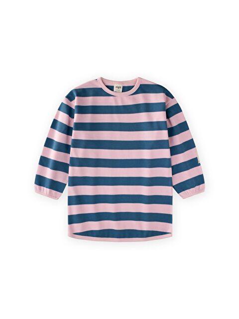 CİGİT Triko Çizgili Tunik 4-12 Yaş Pudra Mavi Çizgili - S000493071-7152