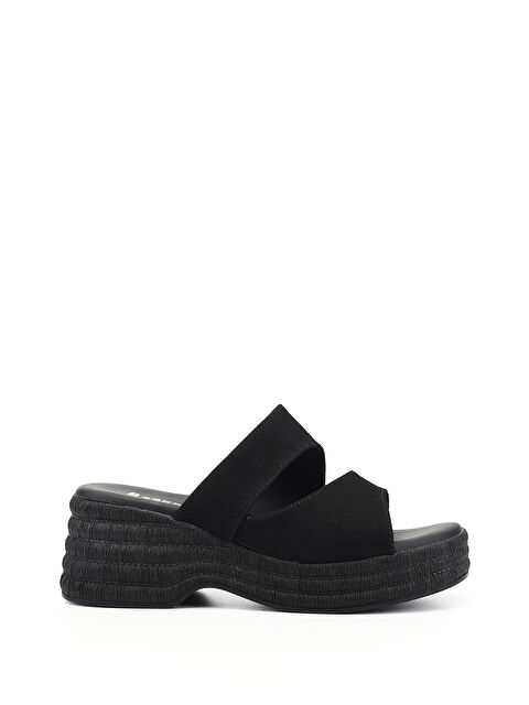 GÖNDERİ(R) Kadın SİYAH MELANJ Dolgu Topuklu Terlik