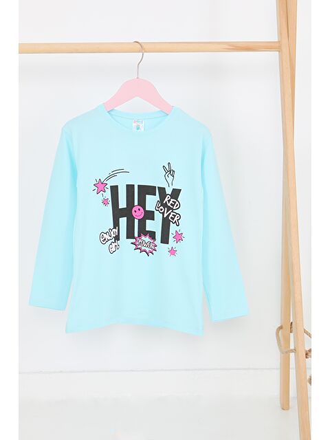 Tofisa Kız Çocuk Bebe Mavi Uzun Kollu Baskılı Penye Badi - 27701 - S000439652-3642