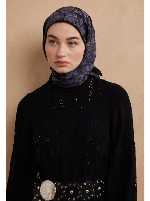 Fresh Scarfs Freda Desen Pamuk İpek Eşarp Mor - S000423275-20042