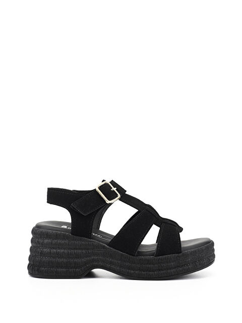 GÖNDERİ(R) Kadın SİYAH MELANJ Dolgu Topuk Sandalet