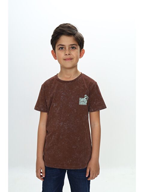 Toontoykids Erkek Çocuk Yıkamalı Göğsü Baskılı Tişört - S000371700-1358