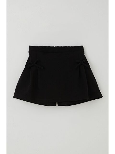 Breeze Kız Çocuk Şort Etek Fiyonk Aksesuarlı Lastikli Siyah (8-12 Yaş) - S000493076-19351