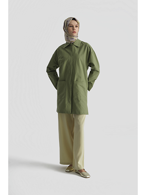 ARMİNE Pamuk Karışımlı Kap Haki