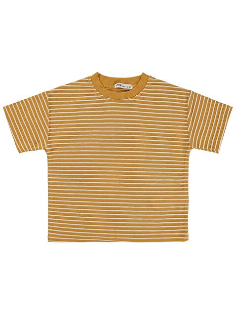 Civil Boys Kabartma Çizgili 2-5 Yaş Tişört - Hardal