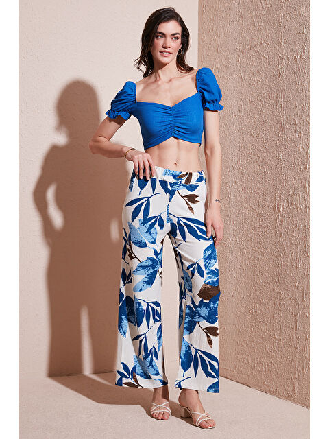 Lela Desenli Beli Lastikli Bol Paça Pantolon 5869018 - S000355486-23710