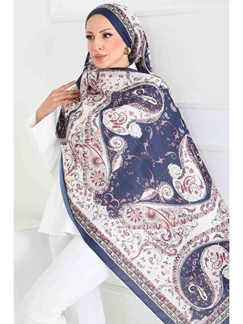 Tofisa Ethnic Grace Serisi Pamuk Şal Lacivert - 27855-LACIVERT - S000463374-21164
