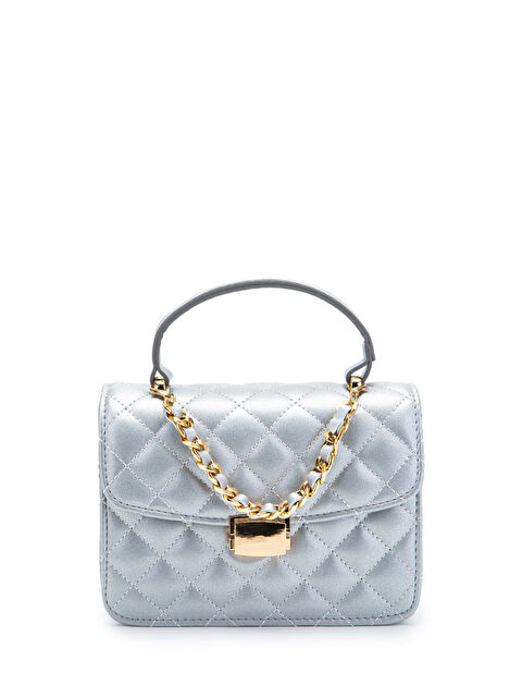 Minebag Gold Zincir Charm Detaylı Isabella Kadın Çapraz Çanta Gümüş - S000519105-18105