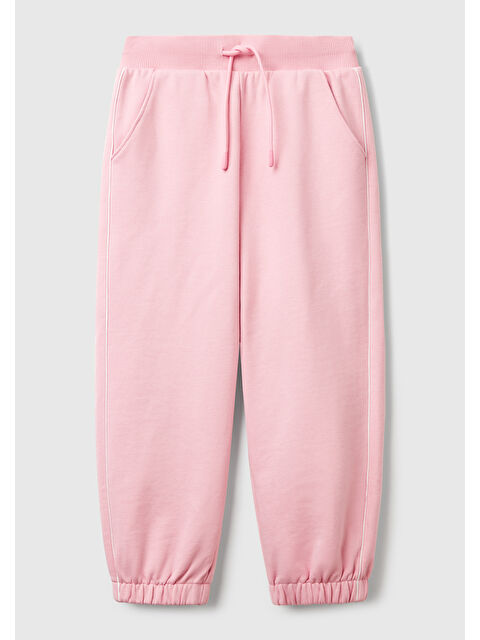 United Colors Of Benetton Kız Çocuk Pembe Kontrastlı Logo Etiketli Büzgü İpli Eşofman Altı - S000358350-20024