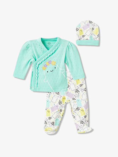 Luggi Baby Baskılı Kız Bebek Jakarlı Hastane Çıkış Seti