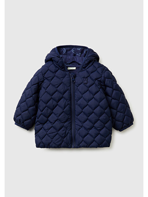 United Colors Of Benetton Bebek Lacivert Tavşan Desenli Kulaklı Kapüşonlu Mont - S000517298-21164