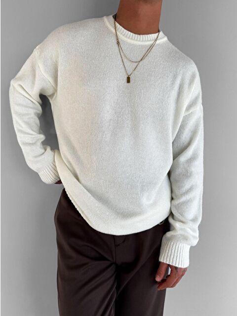 Abluka Online Erkek Oversize Yumuşak Dokulu Kazak Ekru - S000334020-19965
