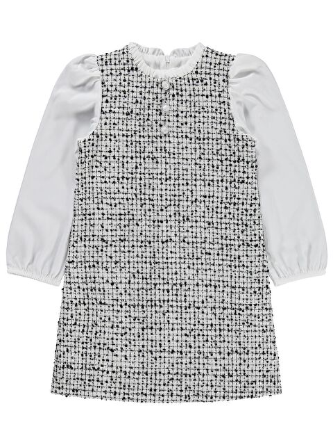 Civil Girls Düğmeli 6-9 Yaş Elbise - Siyah