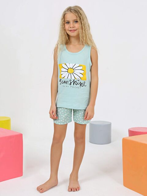 Vitmo Kız Çocuk Askılı %100 Pamuklu Papatya Pijama Takımı - S000493086-1180