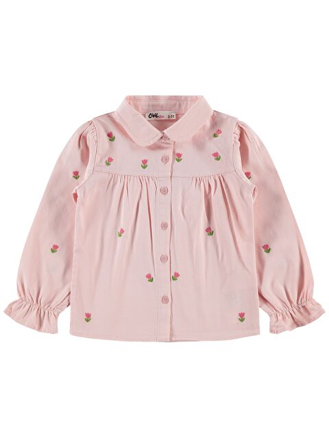 Civil Girls Kız Çocuk Lale Nakışlı 2-5 Yaş Gömlek - Pembe