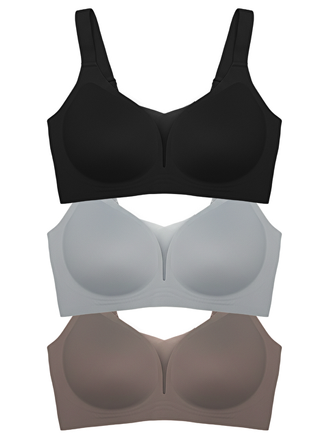 Cottonhill Seamless Bra - Shape | Lazer Kesim Dikişsiz Toparlayıcı Büyük Beden Tüllü Kadın Sütyen 3'Lü Paket-2