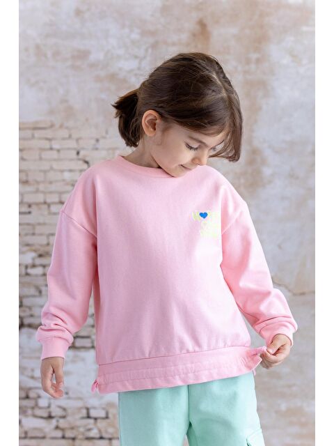 ZEYLAND Kız Çocuk Ön Arka Kalp Baskılı Sweatshirt - Pembe - S000367061-20024