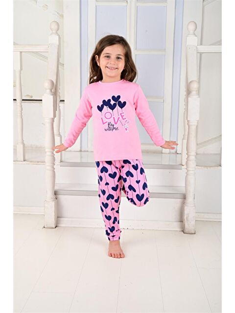 Vitmo Kız Çocuk Uzun Kollu Pijama Takımı Ballon Hearth Pembe - S000388368-20024