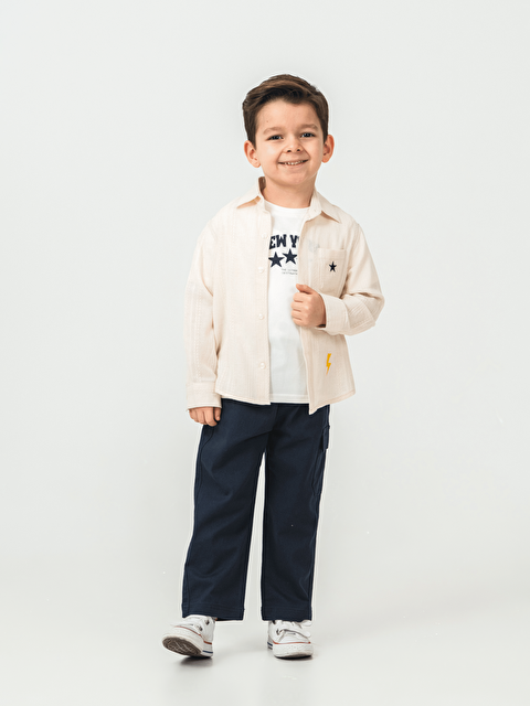 Alg Pamuklu Gömlek Pantolon Tişörtlü Erkek Çocuk 3lü Takım - S000521394-19965