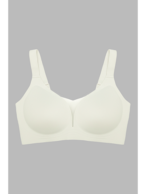 Cottonhill Seamless Bra - Shape | Krem Lazer Kesim Dikişsiz Toparlayıcı Büyük Beden Tüllü Kadın Sütyen