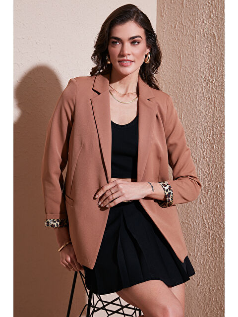 Lela Standart Fit Mono Yaka Desenli Astar Detaylı Blazer Ceket 6524003 - S000355488-37259