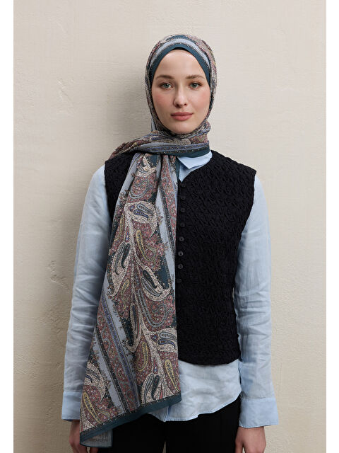 Fresh Scarfs Paısley Elegance Desen Şal Mavi - S000420281-17234