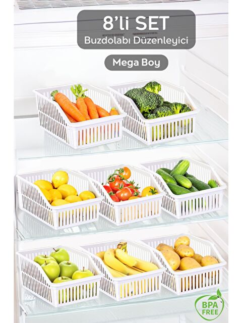 Meleni Home 8 Adet Mega Boy Buzdolabı Dolap İçi Düzenleyici Organizer - S000382983-20063
