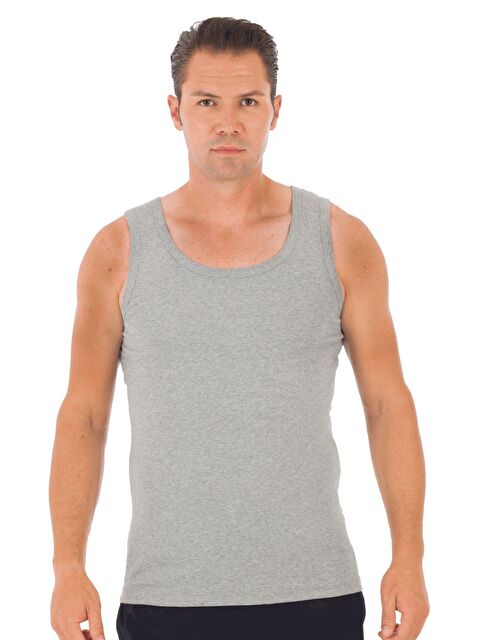 Tutku 6'lı Erkek Gri Ribana %100 Pamuk Atlet - S000217537-20600