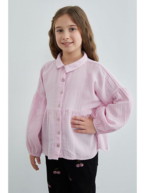 Fullamoda Balon Kol Müslin Kumaş Kız Çocuk Gömlek - S000516724-20024