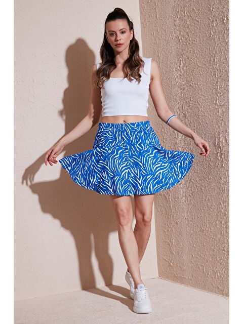 Lela Beli Lastikli Mini Şort Kadın Etek 5864024 - S000006088-37410