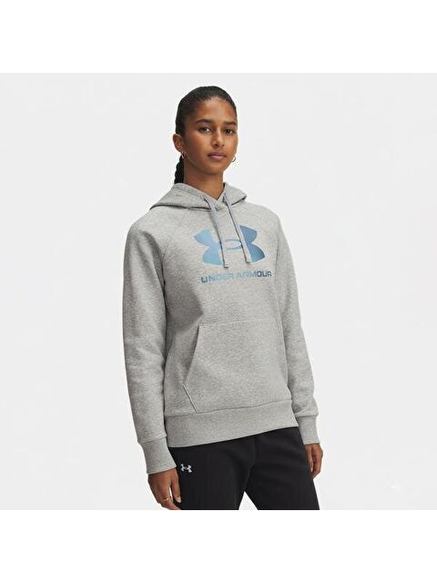 Under Armour Rival Fleece Shimmer Kadın Gri Kapüşonlu Sweatshirt