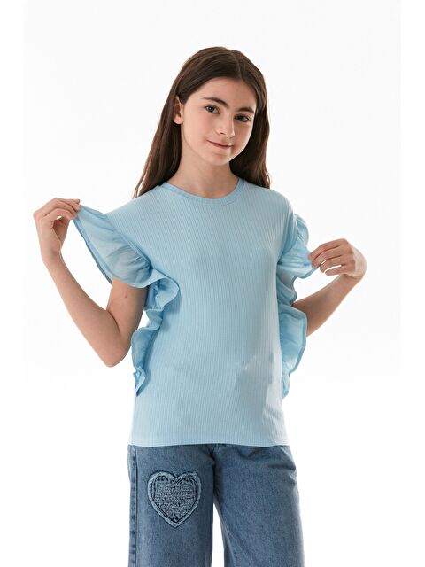 Fullamoda Fitilli Yanları Volanlı Kız Çocuk Bluz - S000380692-17234