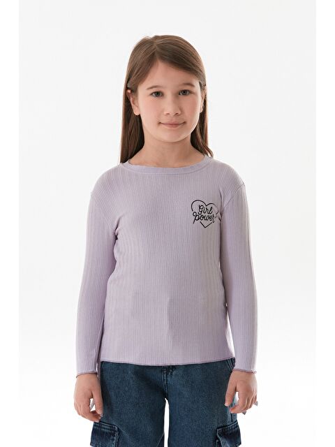 Fullamoda Fitilli Girl Power Baskılı Yanları Büzgülü Kız Çocuk Bluz - S000380693-17878