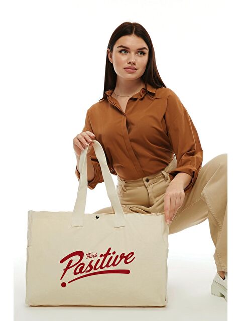 Bagg Kanvas Positive Baskılı Büyük Boy Çanta - S000177571-19966