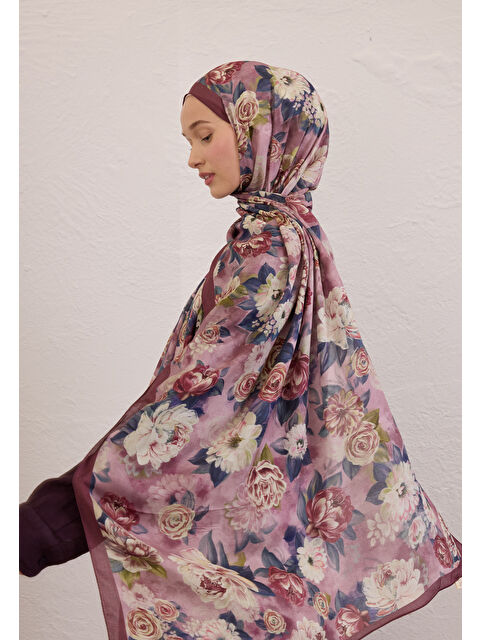 Fresh Scarfs Magnolıa Desen Rami Şal Gül Kurusu - S000420265-20028