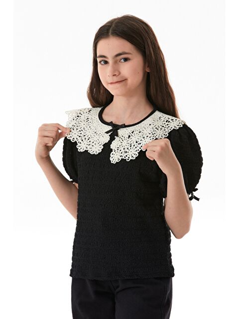 Fullamoda Fiyonk Ve Dantel Detaylı Kız Çocuk Bluz - S000380694-19351