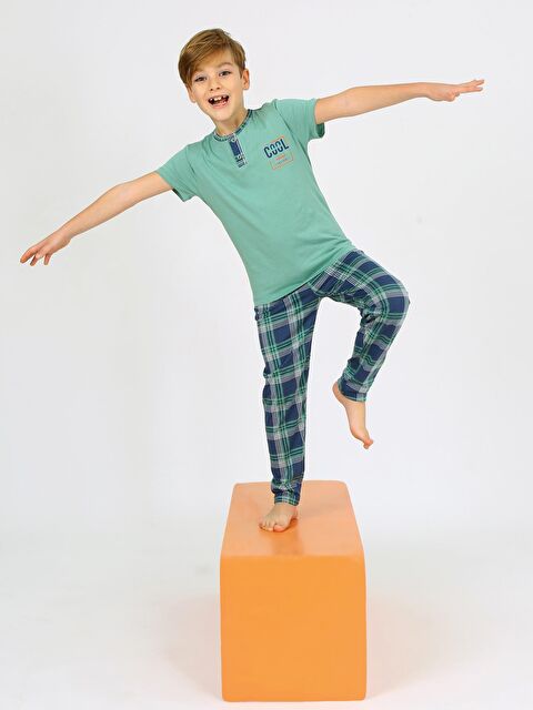 Vitmo Erkek Çocuk Kısa Kollu %100 Pamuklu Düğme Detaylı Cool Boy Pijama Takımı - S000388263-14939