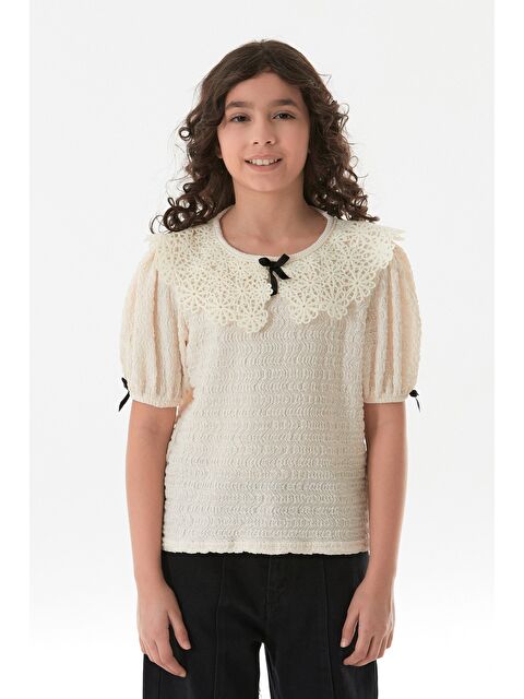 Fullamoda Fiyonk Ve Dantel Detaylı Kız Çocuk Bluz - S000380694-19965
