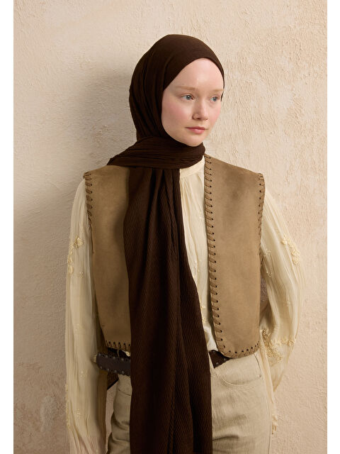 Fresh Scarfs Modal Krinkıl Şal Acı Kahve - S000420277-28102