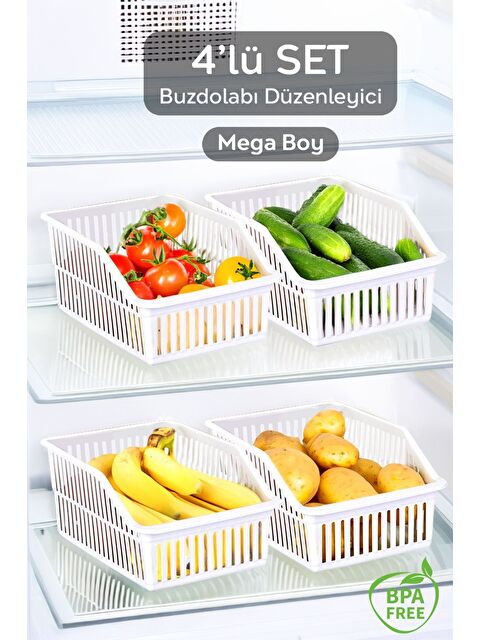 Meleni Home 4 Adet Mega Boy Buzdolabı Dolap İçi Düzenleyici Organizer Büyük Boy Buzdolabı Düzenleyici - S000382990-20063