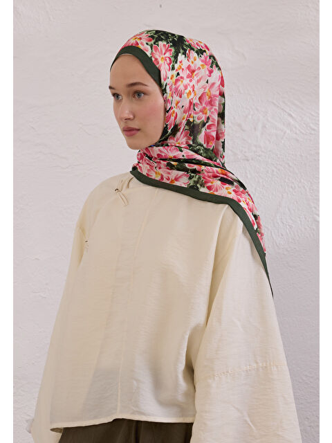 Fresh Scarfs Cherry Blossom Desen Rami Şal Kaktüs - S000420267-23173